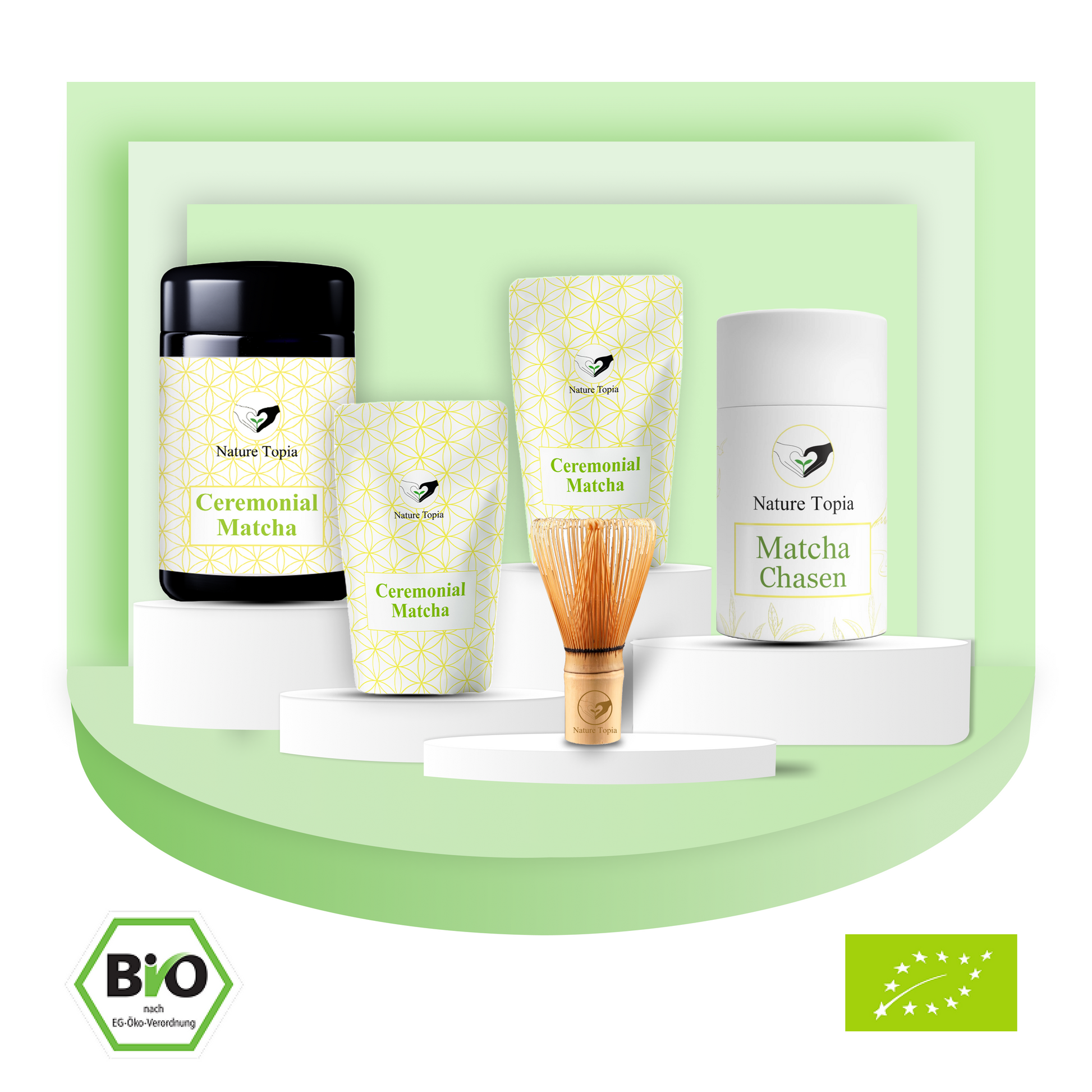 Matcha Glow Bundle mit Bio Matcha, Matcha Glas und Bambusbesen Chasen
