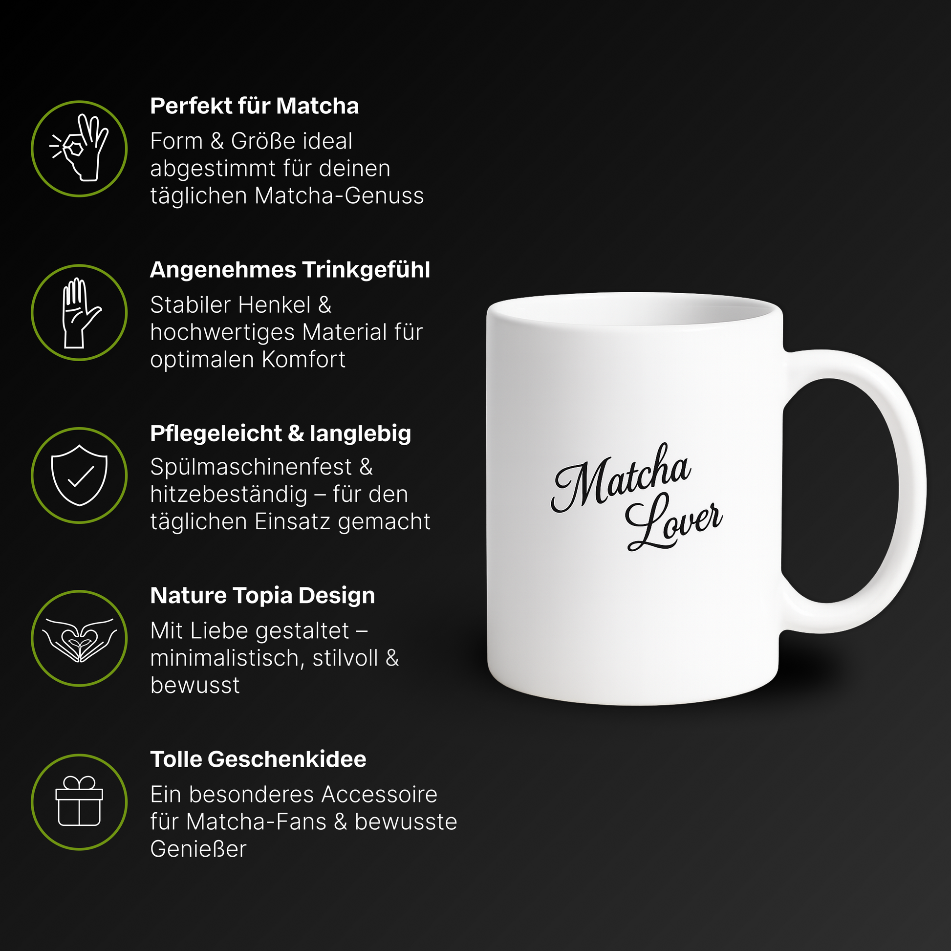 Matcha Lover Tasse von Nature Topia – robuste Keramiktasse, spülmaschinenfest, stilvolles Design, perfektes Geschenk für Matcha-Fans