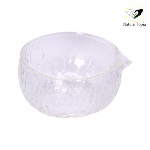 Glasschale mit Aufgießer – Elegante Schale für die Zubereitung von Matcha Tee