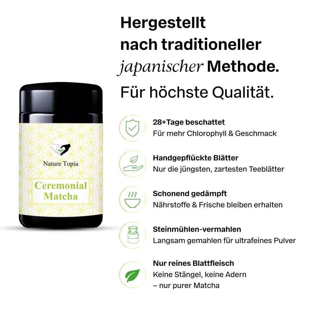Matcha Starter Set – Bio Ceremonial Matcha im Violettglas, ideal für Matcha Latte im Matcha Beginner Set