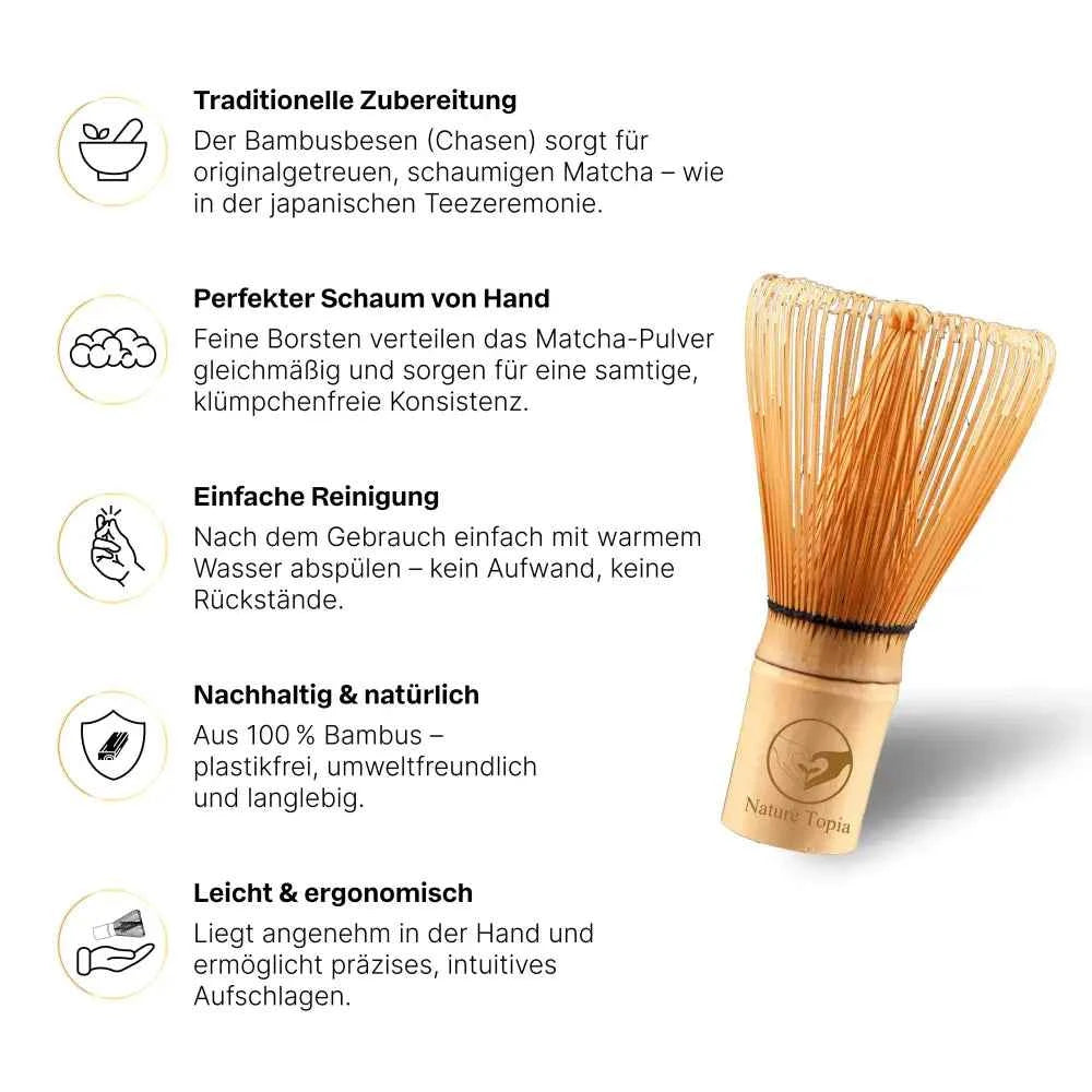 Matcha Chasen – Handgefertigter Bambusbesen für Matcha Tee im Matcha Beginner Set