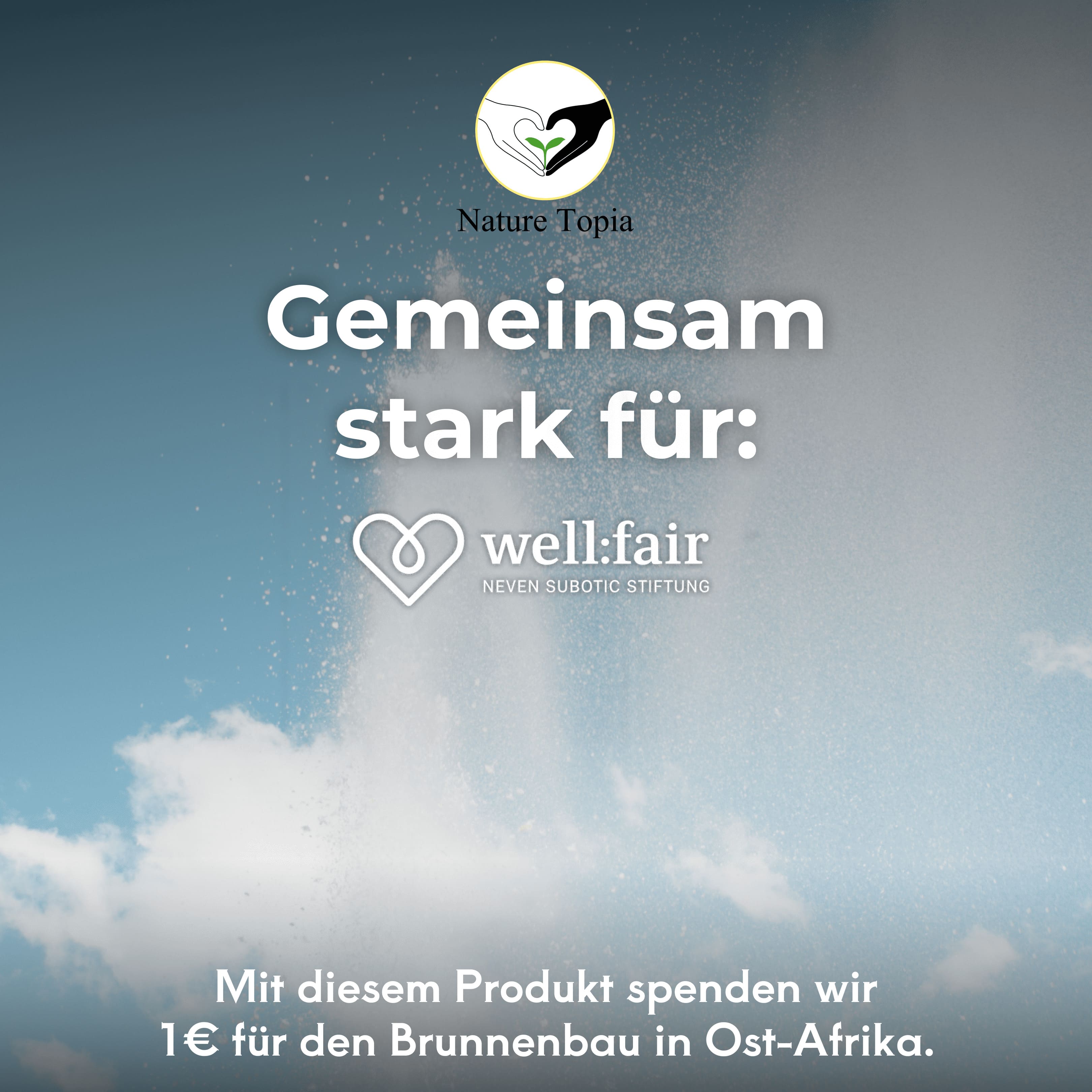 Spendenkonzept von Nature Topia in Zusammenarbeit mit well:fair zur Unterstützung des Brunnenbaus in Ostafrika